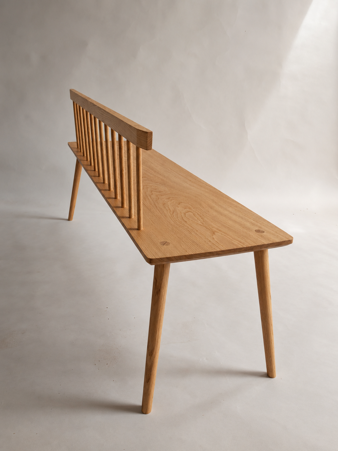Overhead view of the Nokori Bench with spindle backrest