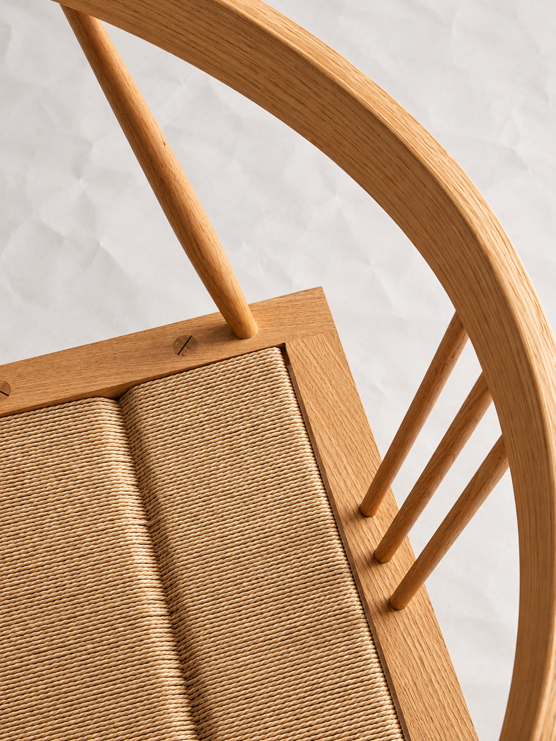 Shibui Chair curved backrest and woven Danish cord seat