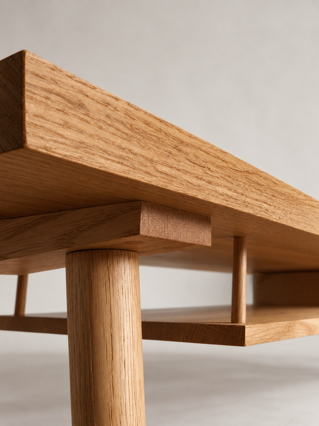 Shibui Coffee Table tabletop edge, leg and lower shelf detail