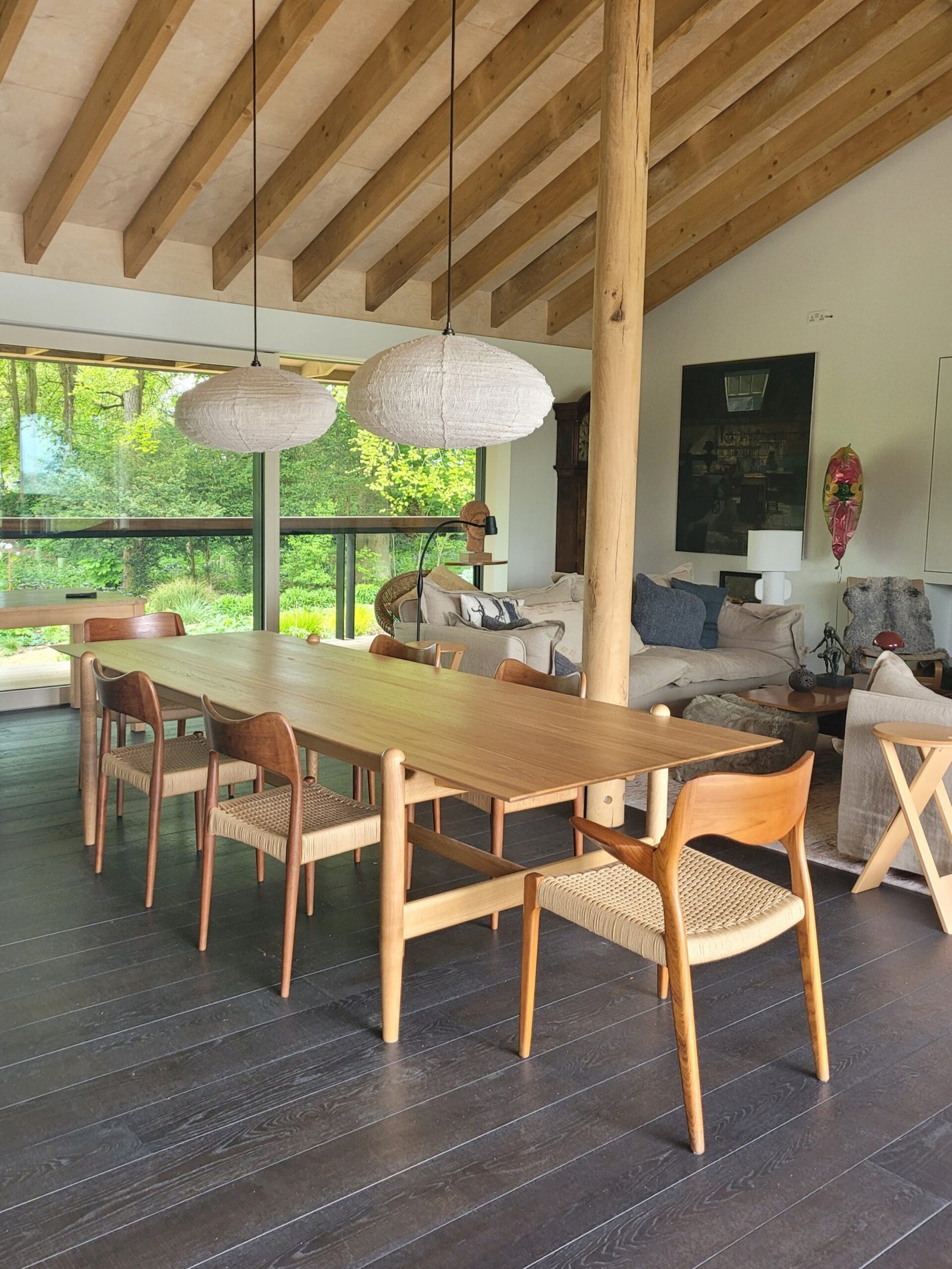Shibui dining table and chairs in a timber-framed home